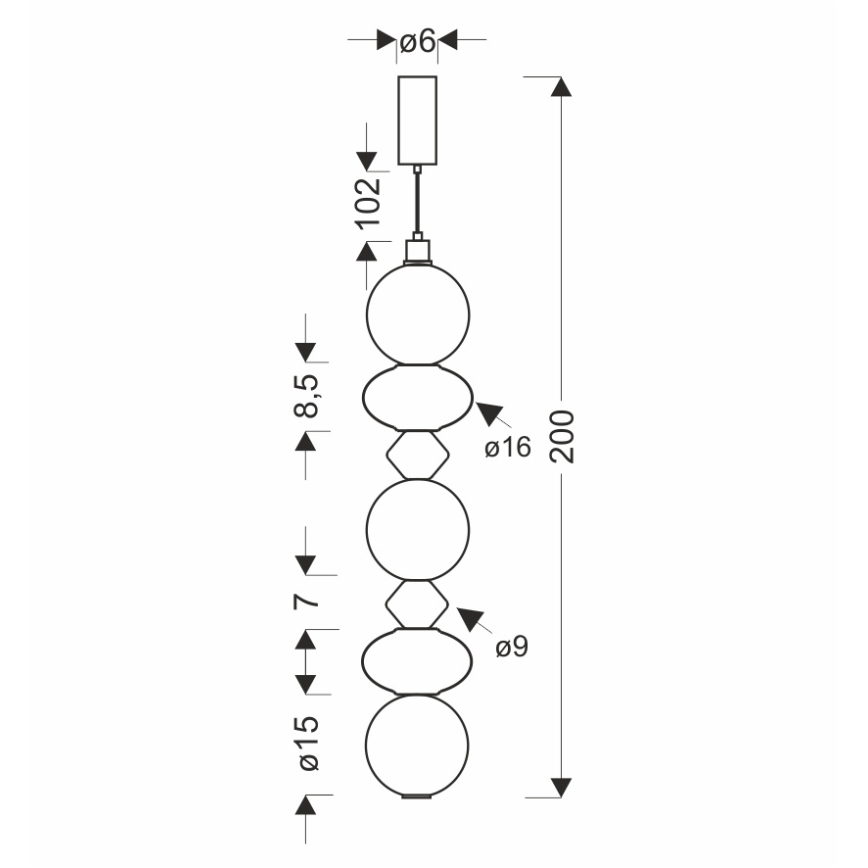 LED lustra ar vadu FLORES LED/20W/230V zeltaina/oranža/brūna