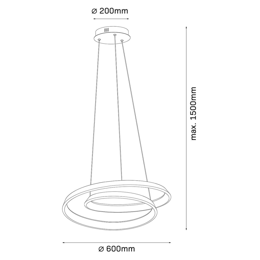 LED lustra GLOW uz troses, 75 W, 230 V, 4000 K, Ø 60 cm, zelta