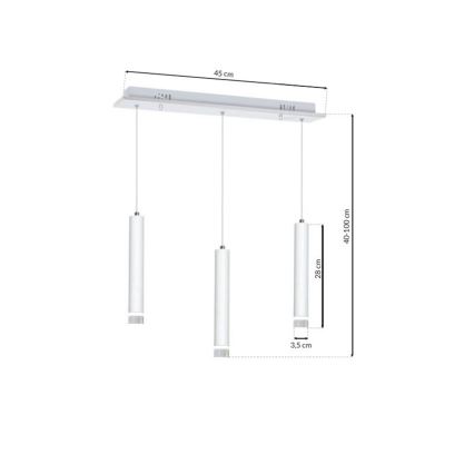LED Lustra uz auklas ALBA 3xLED/15W/230V balts