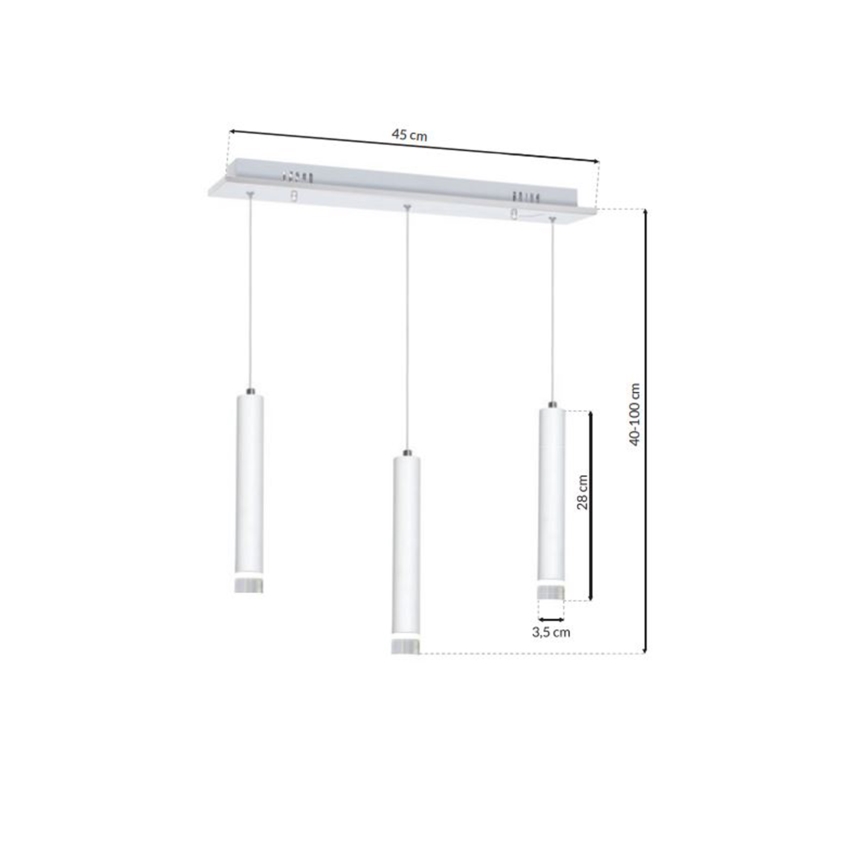 LED Lustra uz auklas ALBA 3xLED/15W/230V balts