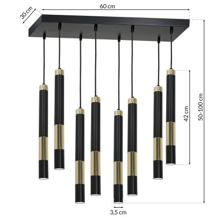 LED Lustra uz auklas DALLAS 8xGU10/3W/230V