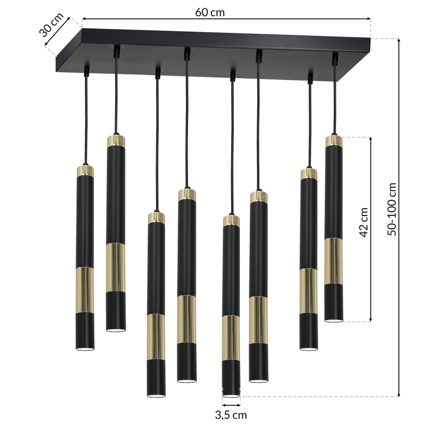 LED Lustra uz auklas DALLAS 8xGU10/3W/230V