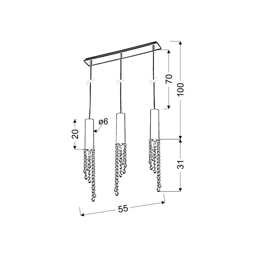 LED Lustra uz auklas DUERO 3xLED/3W/230V