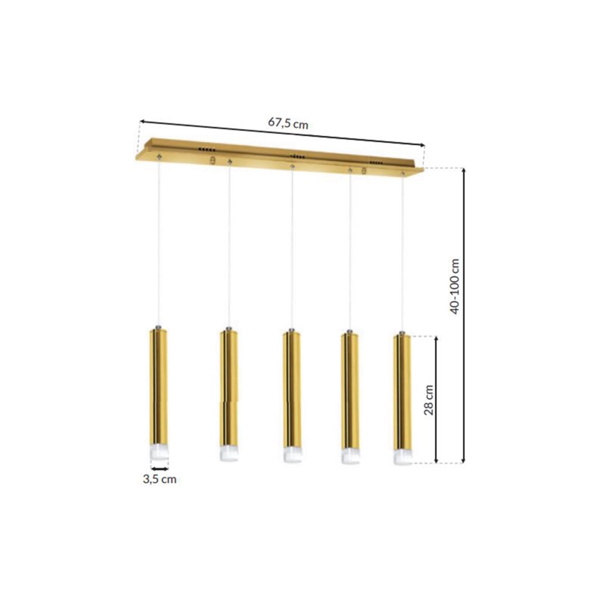 LED Lustra uz auklas GOLDIE 5xLED/25W/230V zelta