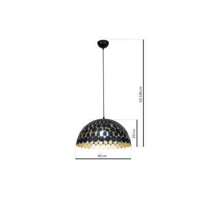 LED Lustra uz auklas LISA BLACK 1xE27/60W/230V