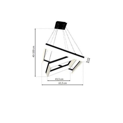 LED Lustra uz auklas NERO 2xLED/80W/230V