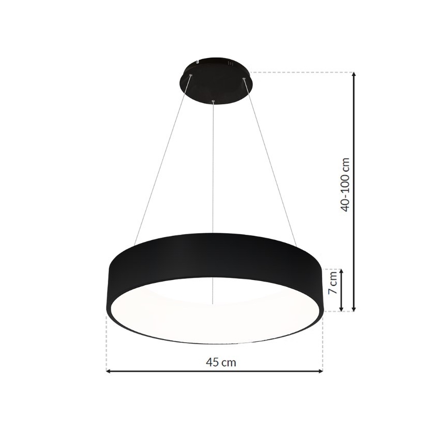 LED Lustra uz auklas OHIO BLACK LED/24W/230V