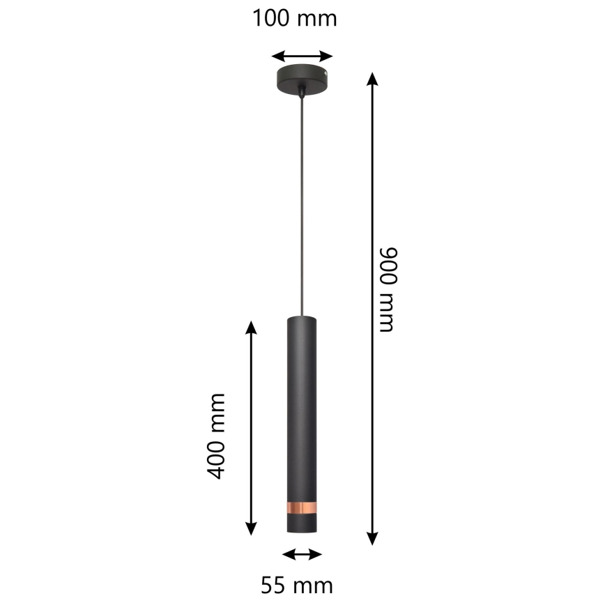 LED Lustra uz auklas TUBA 1xGU10/4,8W/230V melna/vara