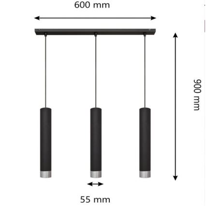 LED Lustra uz auklas TUBA 3xGU10/4,8W/230V