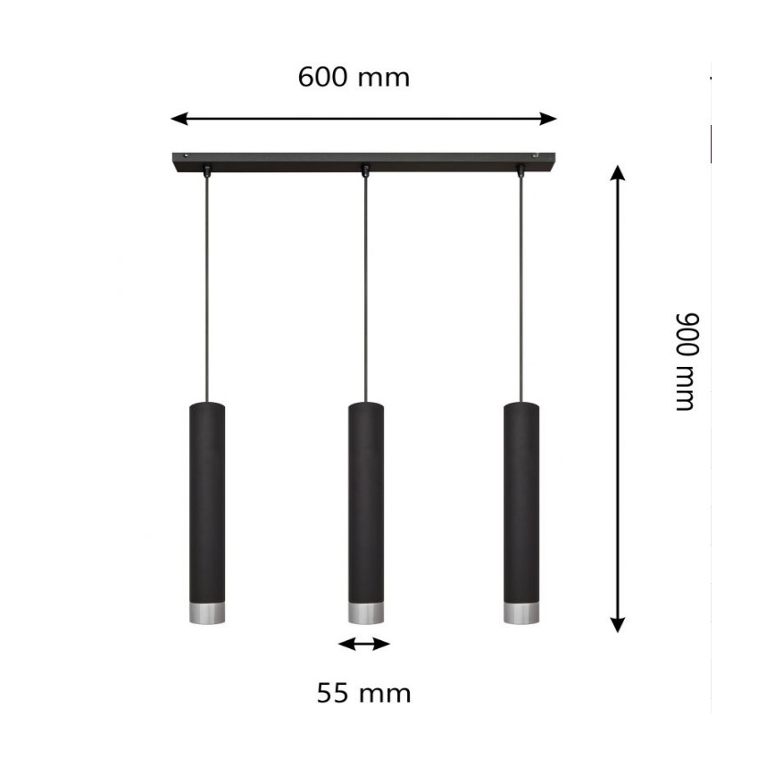 LED Lustra uz auklas TUBA 3xGU10/4,8W/230V