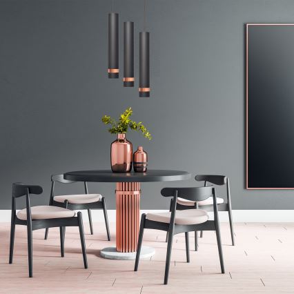LED Lustra uz auklas TUBA 3xGU10/4,8W/230V melna/vara