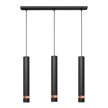 LED Lustra uz auklas TUBA 3xGU10/4,8W/230V melna/vara