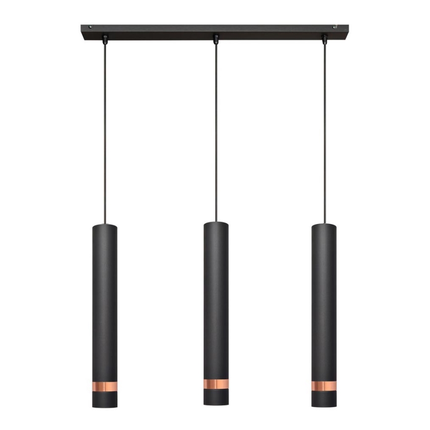 LED Lustra uz auklas TUBA 3xGU10/4,8W/230V melna/vara