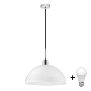 LED lustra uz kabeļa 1xE27/60W/230V balta/sarkana