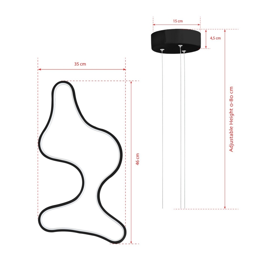LED lustra uz kabeļa ARTISAN LED/36W/230V 4000K melna