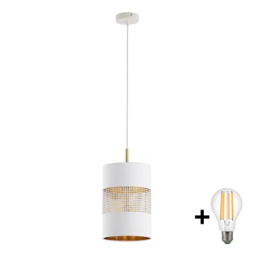 LED lustra uz kabeļa BOGART 1xE27/15W/230V balta/zelta
