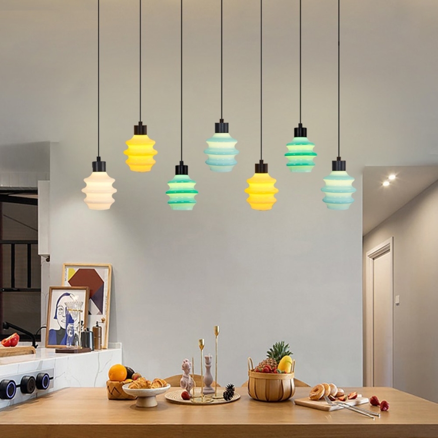 LED lustra uz kabeļa CACTUS 7xLED/2,8W/230V 3000K zaļa/dzeltena/balta