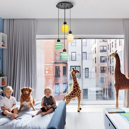 LED lustra uz kabeļa CACTUS LED/12W/230V 3000K zaļa/dzeltena/balta