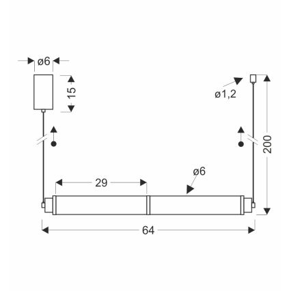 LED lustra uz kabeļa CORTE LED/18W/230V melna