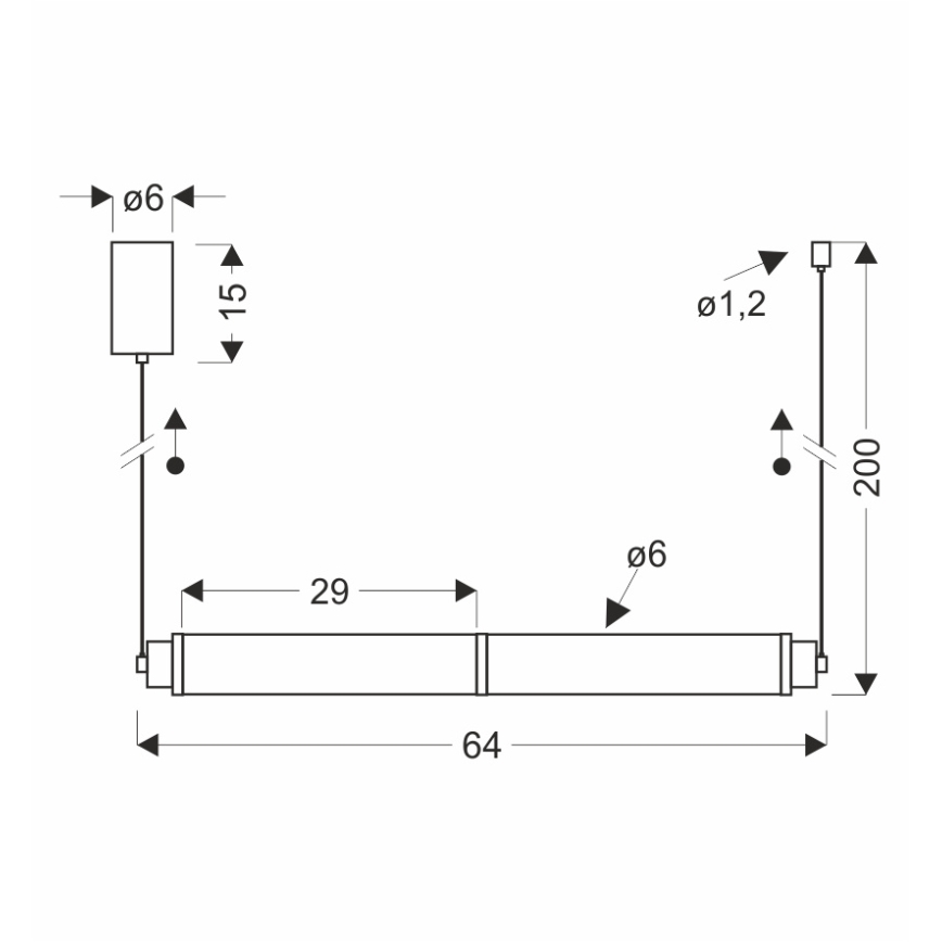 LED lustra uz kabeļa CORTE LED/18W/230V melna