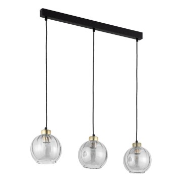 LED lustra uz kabeļa DEVI 3xE27/15W/230V melna/dūmaina