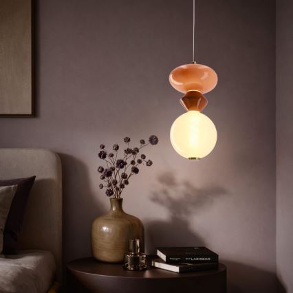 LED lustra uz kabeļa FLORES LED/10W/230V zeltaina/oranža/brūna