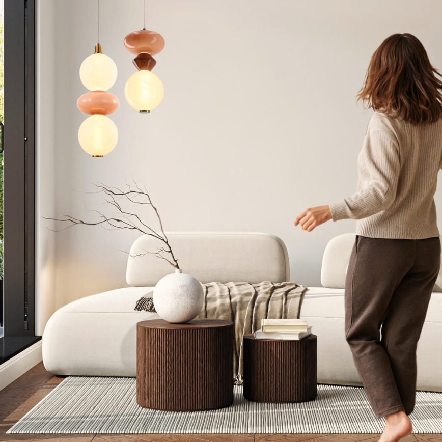 LED lustra uz kabeļa FLORES LED/10W/230V zeltaina/oranža/brūna