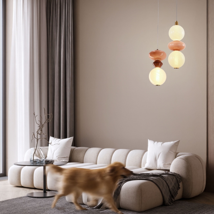 LED lustra uz kabeļa FLORES LED/10W/230V zeltaina/oranža/brūna