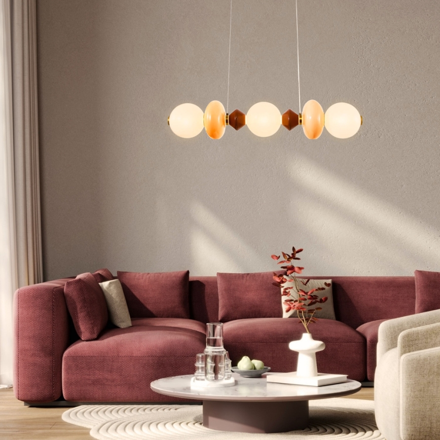 LED lustra uz kabeļa FLORES LED/20W/230V zelta/oranža/brūna