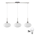LED lustra uz kabeļa HARMA 3xE27/60W/230V matēts hroms/balts