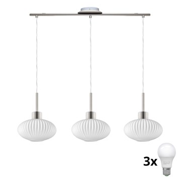 LED lustra uz kabeļa HARMA 3xE27/60W/230V matēts hroms/balts