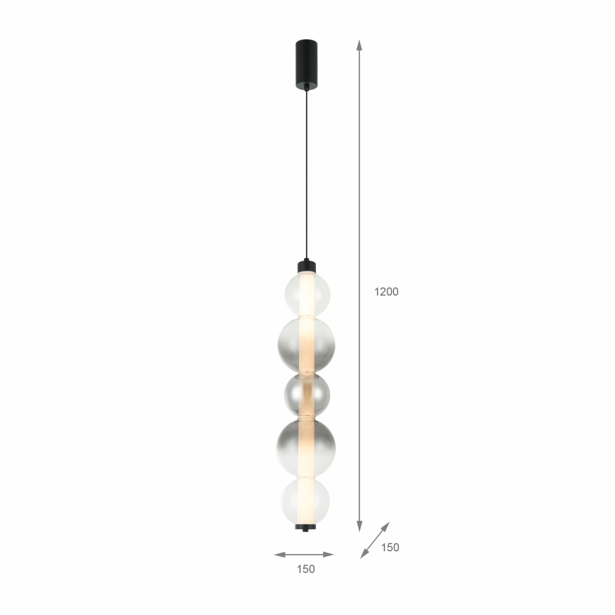 LED lustra uz kabeļa LUMMI LED/19W/230V melna/dūmota