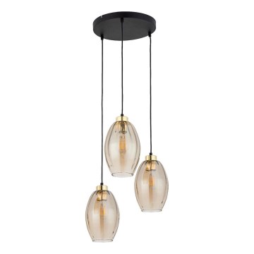 LED lustra uz kabeļa SEBO 3xE27/15W/230V melna/dūmaina bēša