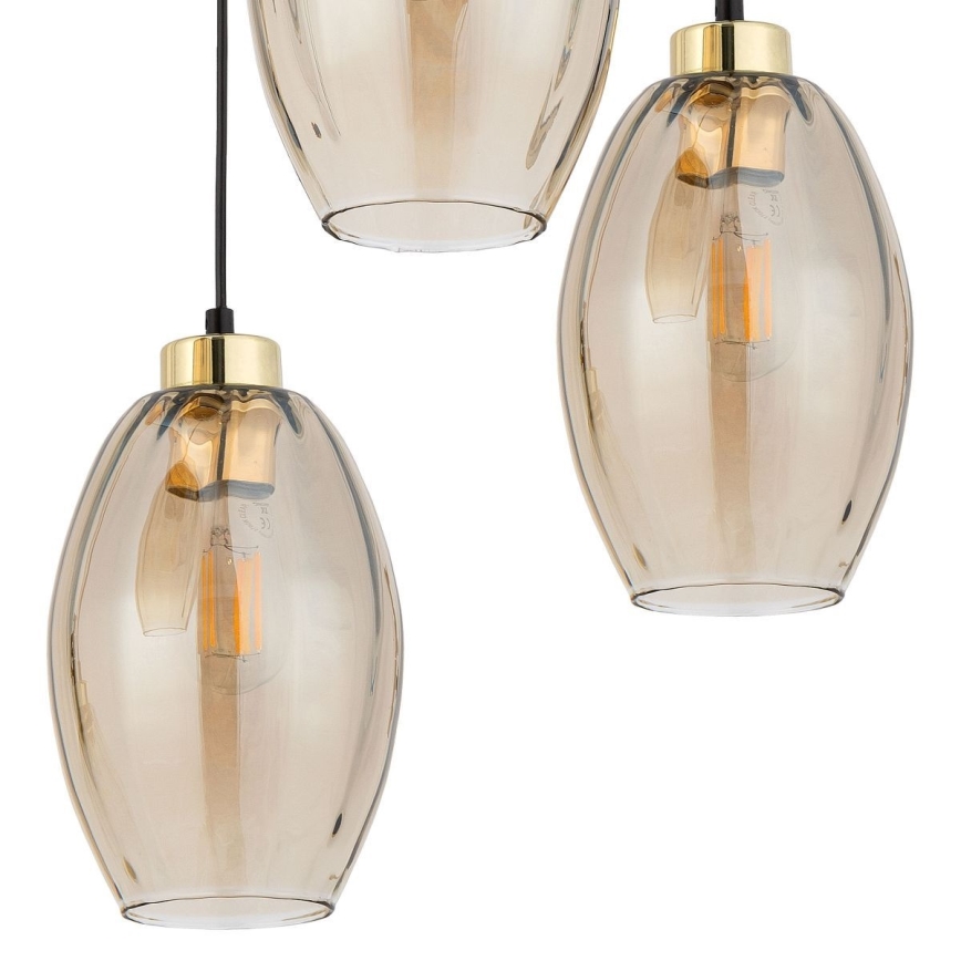 LED lustra uz kabeļa SEBO 3xE27/15W/230V melna/dūmaina bēša