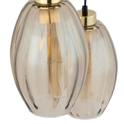 LED lustra uz kabeļa SEBO 3xE27/15W/230V melna/dūmaina bēša