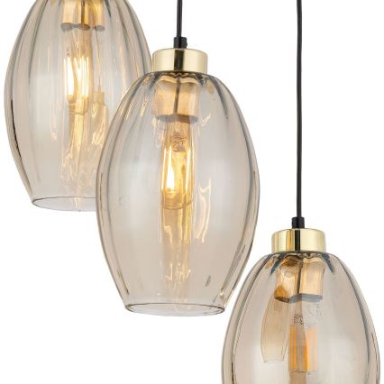 LED lustra uz kabeļa SEBO 3xE27/15W/230V melna/dūmaina bēša