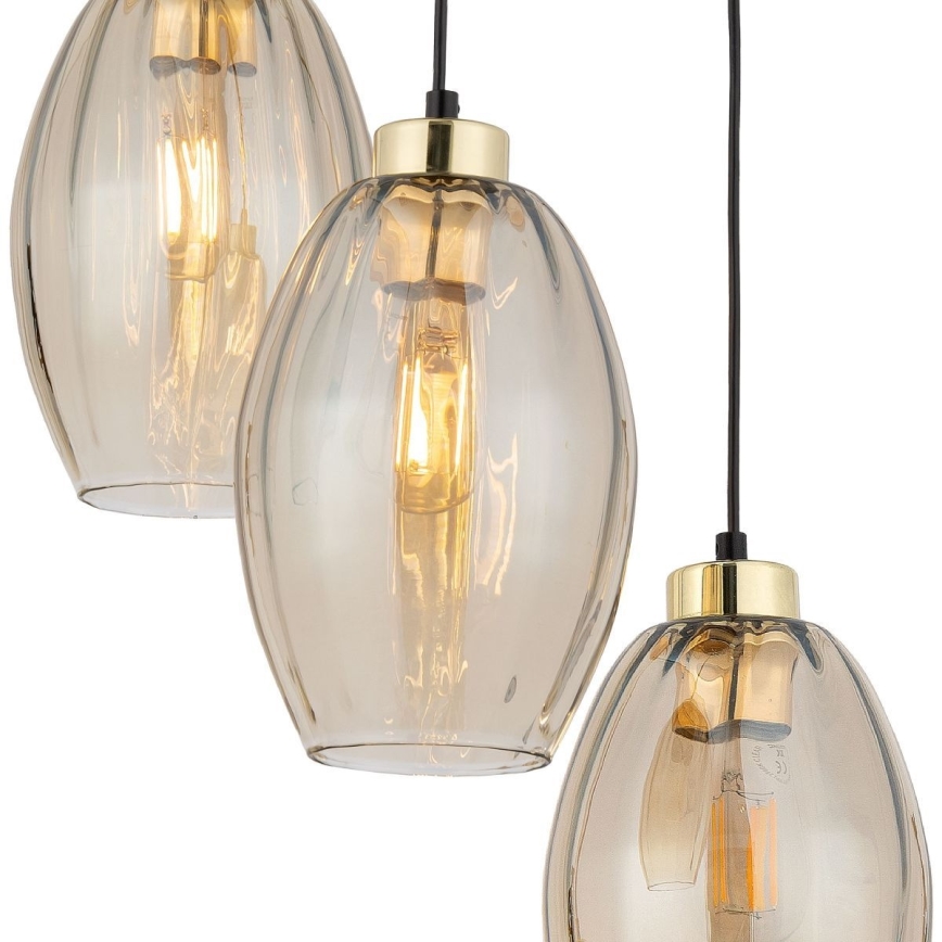 LED lustra uz kabeļa SEBO 3xE27/15W/230V melna/dūmaina bēša