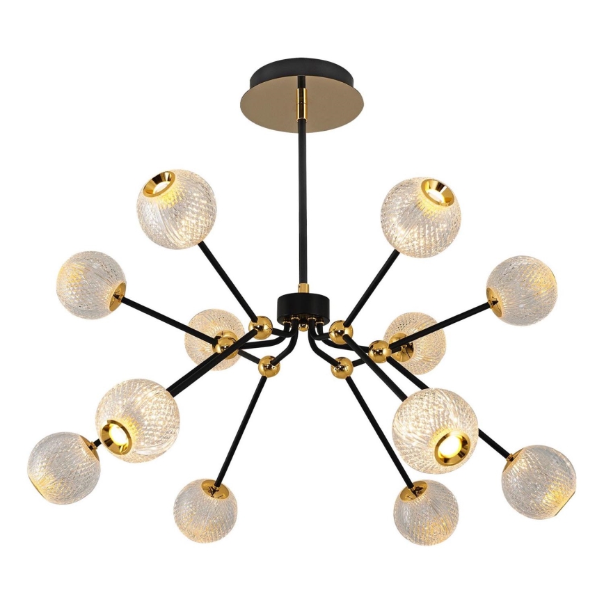 LED lustra uz kāta GELA 12xLED/5W/230V 3000K melna/zelta