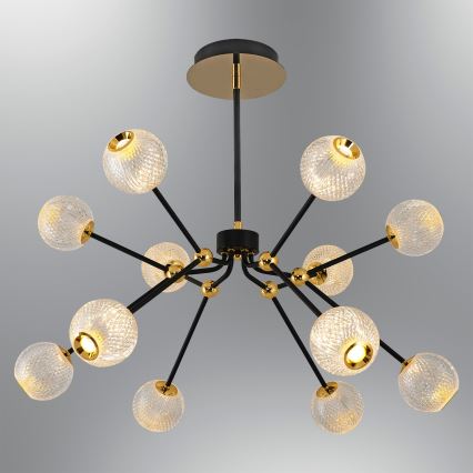LED lustra uz kāta GELA 12xLED/5W/230V 3000K melna/zelta