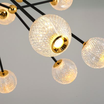 LED lustra uz kāta GELA 16xLED/5W/230V 3000K melna/zelta