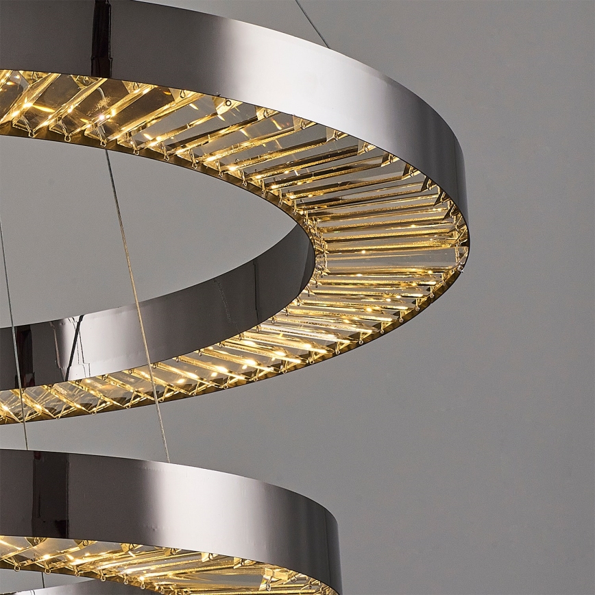 LED lustra uz stieples JESI LED/140W/230V 3000K Ø 100 cm sudraba