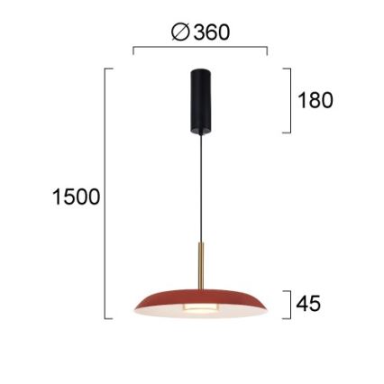 LED lustra uz stieples NUDO LED/11W/230V 3000/4000/6000K sarkana