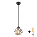 LED lustra uz stieples ZULIA 1xE27/15W/230V melna/dūmakaini melna