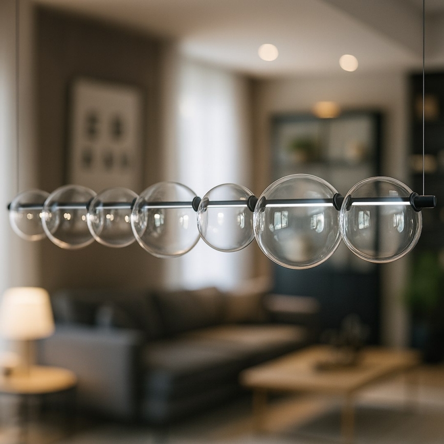 LED lustra uz troses ATOLA LED/19W/230V melna/caurspīdīga