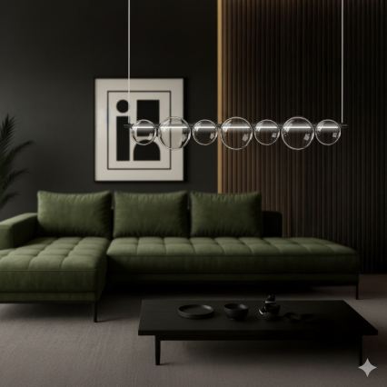 LED lustra uz troses ATOLA LED/19W/230V melna/caurspīdīga