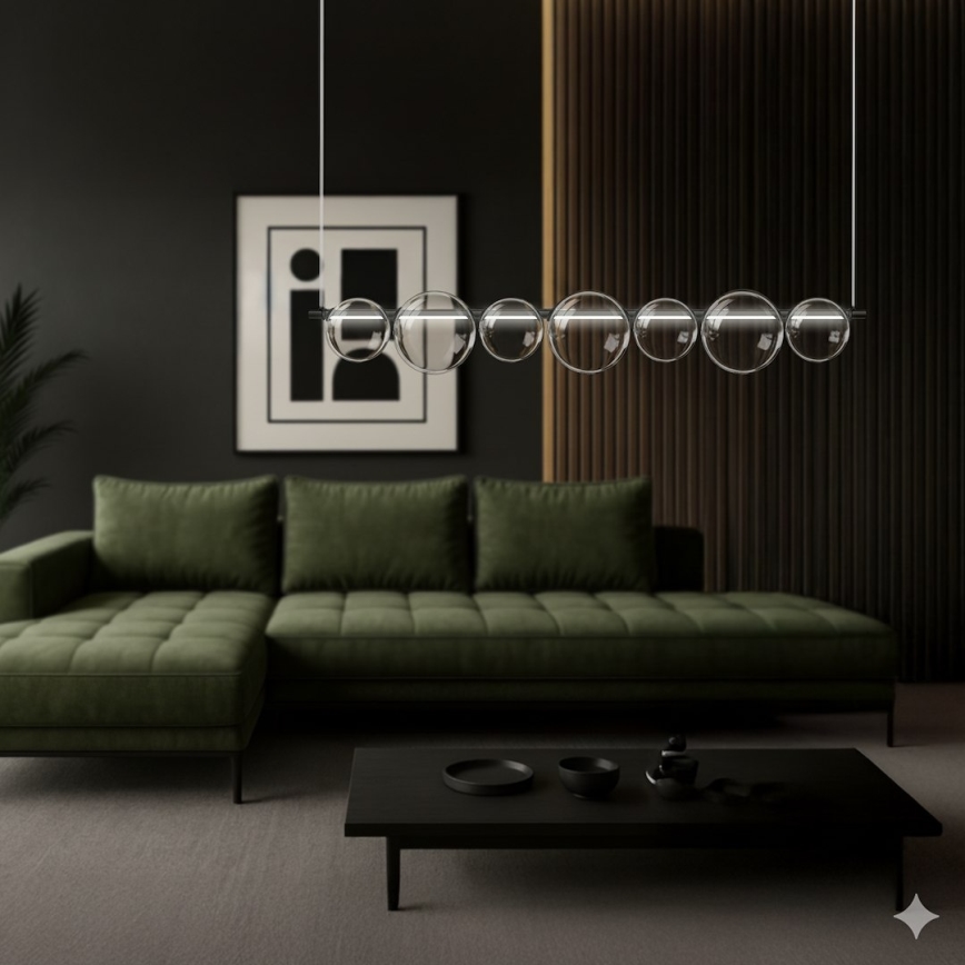 LED lustra uz troses ATOLA LED/19W/230V melna/caurspīdīga