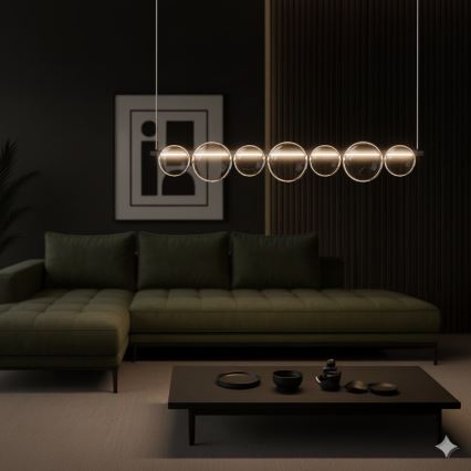 LED lustra uz troses ATOLA LED/19W/230V melna/caurspīdīga