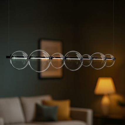 LED lustra uz troses ATOLA LED/19W/230V melna/caurspīdīga