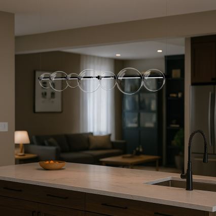 LED lustra uz troses ATOLA LED/19W/230V melna/caurspīdīga