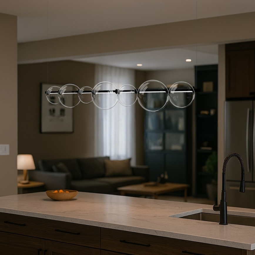 LED lustra uz troses ATOLA LED/19W/230V melna/caurspīdīga